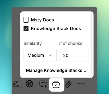 Knowledge Stack selection in chat interface