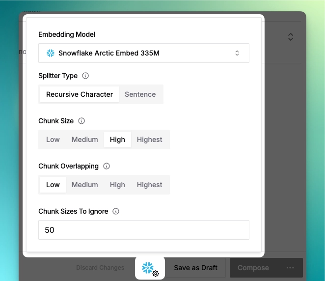 Embedding model selection