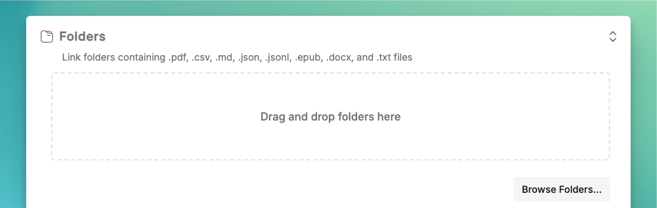 Folder import interface