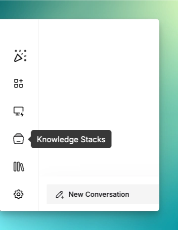 New Knowledge Stack button in sidebar