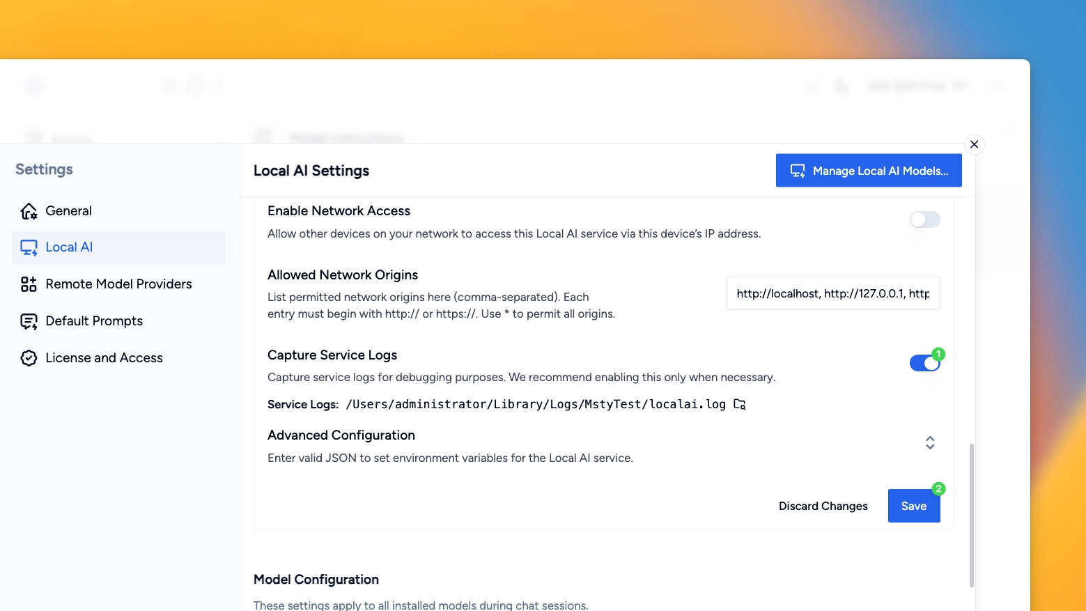 Capture Local AI Service Logs